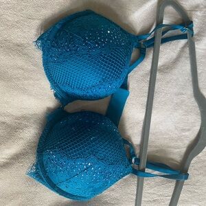 Victoria's Secret Teal Bombshell Crystal Lace Bra